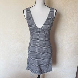 Topshop Black and White Checkered Mini Dress